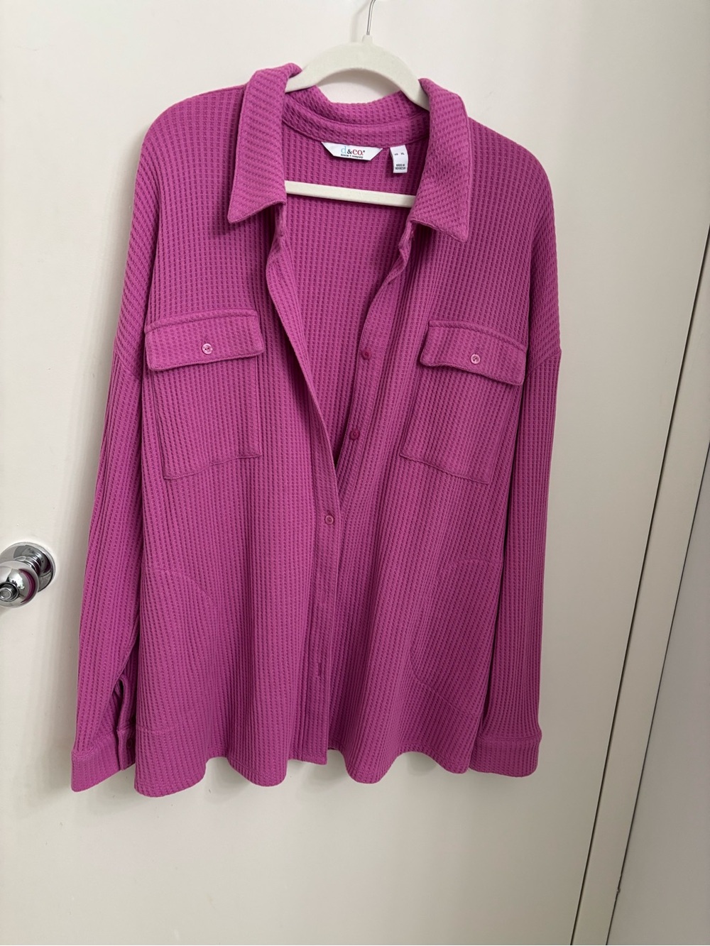 Denim & Co. waffle knit spring shirt jacket